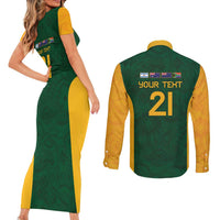 South Africa Rugby Custom Couples Matching Short Sleeve Bodycon Dress and Long Sleeve Button Shirt Glory Be To Springboks - Wonder Print Shop