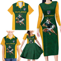 South Africa Rugby Custom Family Matching Long Sleeve Bodycon Dress and Hawaiian Shirt Glory Be To Springboks - Wonder Print Shop