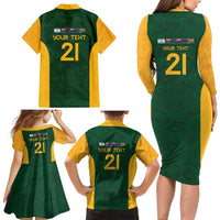 South Africa Rugby Custom Family Matching Long Sleeve Bodycon Dress and Hawaiian Shirt Glory Be To Springboks - Wonder Print Shop