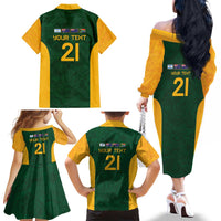 South Africa Rugby Custom Family Matching Off The Shoulder Long Sleeve Dress and Hawaiian Shirt Glory Be To Springboks - Wonder Print Shop