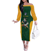 South Africa Rugby Custom Family Matching Off The Shoulder Long Sleeve Dress and Hawaiian Shirt Glory Be To Springboks - Wonder Print Shop