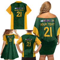 South Africa Rugby Custom Family Matching Off Shoulder Short Dress and Hawaiian Shirt Glory Be To Springboks - Wonder Print Shop