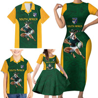 South Africa Rugby Custom Family Matching Short Sleeve Bodycon Dress and Hawaiian Shirt Glory Be To Springboks - Wonder Print Shop