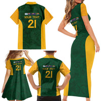 South Africa Rugby Custom Family Matching Short Sleeve Bodycon Dress and Hawaiian Shirt Glory Be To Springboks - Wonder Print Shop