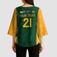 South Africa Rugby Custom Kimono Sleeve Blouse Glory Be To Springboks - Wonder Print Shop