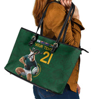 South Africa Rugby Custom Leather Tote Bag Glory Be To Springboks - Wonder Print Shop
