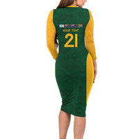 South Africa Rugby Custom Long Sleeve Bodycon Dress Glory Be To Springboks - Wonder Print Shop