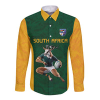 South Africa Rugby Custom Long Sleeve Button Shirt Glory Be To Springboks - Wonder Print Shop