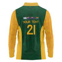 South Africa Rugby Custom Long Sleeve Polo Shirt Glory Be To Springboks - Wonder Print Shop