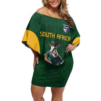 South Africa Rugby Custom Off Shoulder Short Dress Glory Be To Springboks - Wonder Print Shop