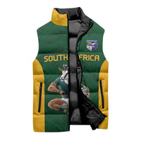 South Africa Rugby Custom Sleeveless Puffer Jacket Glory Be To Springboks - Wonder Print Shop
