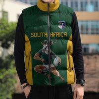 South Africa Rugby Custom Sleeveless Puffer Jacket Glory Be To Springboks - Wonder Print Shop