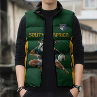 South Africa Rugby Custom Sleeveless Puffer Jacket Glory Be To Springboks - Wonder Print Shop