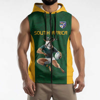 South Africa Rugby Custom Sleeveless Zip Hoodie Glory Be To Springboks - Wonder Print Shop