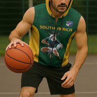 South Africa Rugby Custom Sleeveless Zip Hoodie Glory Be To Springboks - Wonder Print Shop