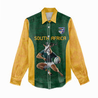 South Africa Rugby Custom Women Casual Shirt Glory Be To Springboks - Wonder Print Shop