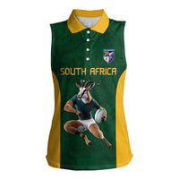 South Africa Rugby Custom Women Sleeveless Polo Shirt Glory Be To Springboks - Wonder Print Shop