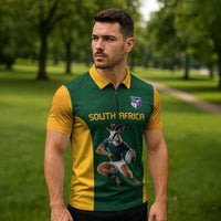 South Africa Rugby Custom Zipper Polo Shirt Glory Be To Springboks - Wonder Print Shop