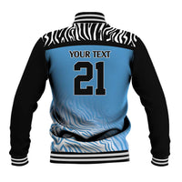 Botswana Cricket Custom Baseball Jacket Baggy Blues Zebra Skins Pattern - Wonder Print Shop
