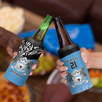 Botswana Cricket Custom 4 in 1 Can Cooler Tumbler Baggy Blues Zebra Skins Pattern - Wonder Print Shop
