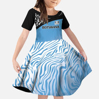 Botswana Cricket Custom Family Matching Long Sleeve Bodycon Dress and Hawaiian Shirt Baggy Blues Zebra Skins Pattern - Wonder Print Shop
