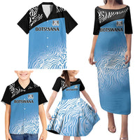 Botswana Cricket Custom Family Matching Puletasi and Hawaiian Shirt Baggy Blues Zebra Skins Pattern - Wonder Print Shop