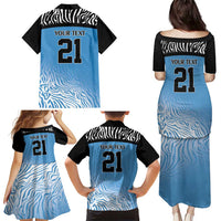 Botswana Cricket Custom Family Matching Puletasi and Hawaiian Shirt Baggy Blues Zebra Skins Pattern - Wonder Print Shop