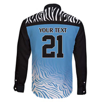 Botswana Cricket Custom Family Matching Puletasi and Hawaiian Shirt Baggy Blues Zebra Skins Pattern - Wonder Print Shop