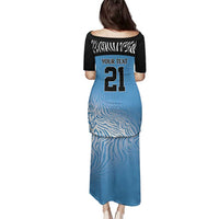 Botswana Cricket Custom Family Matching Puletasi and Hawaiian Shirt Baggy Blues Zebra Skins Pattern - Wonder Print Shop