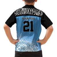 Botswana Cricket Custom Hawaiian Shirt Baggy Blues Zebra Skins Pattern - Wonder Print Shop