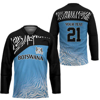 Botswana Cricket Custom Hockey Jersey Baggy Blues Zebra Skins Pattern - Wonder Print Shop