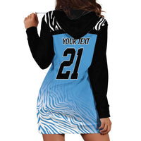 Botswana Cricket Custom Hoodie Dress Baggy Blues Zebra Skins Pattern - Wonder Print Shop