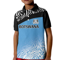 Botswana Cricket Custom Kid Polo Shirt Baggy Blues Zebra Skins Pattern - Wonder Print Shop