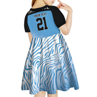 Botswana Cricket Custom Kid Short Sleeve Dress Baggy Blues Zebra Skins Pattern - Wonder Print Shop