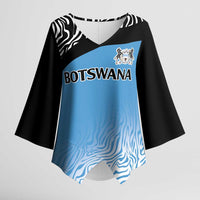 Botswana Cricket Custom Kimono Sleeve Blouse Baggy Blues Zebra Skins Pattern - Wonder Print Shop