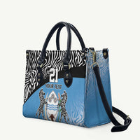 Botswana Cricket Custom Leather Bag Baggy Blues Zebra Skins Pattern - Wonder Print Shop