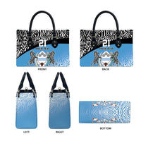Botswana Cricket Custom Leather Bag Baggy Blues Zebra Skins Pattern - Wonder Print Shop