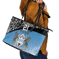 Botswana Cricket Custom Leather Tote Bag Baggy Blues Zebra Skins Pattern - Wonder Print Shop