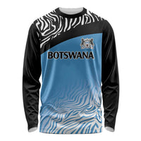 Botswana Cricket Custom Long Sleeve Shirt Baggy Blues Zebra Skins Pattern - Wonder Print Shop