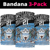 Botswana Cricket Custom Neck Gaiter Baggy Blues Zebra Skins Pattern - Wonder Print Shop