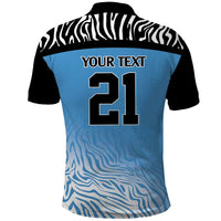 Botswana Cricket Custom Polo Shirt Baggy Blues Zebra Skins Pattern - Wonder Print Shop
