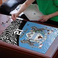 Botswana Cricket Custom Puzzle Baggy Blues Zebra Skins Pattern - Wonder Print Shop