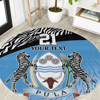 Botswana Cricket Custom Round Carpet Baggy Blues Zebra Skins Pattern - Wonder Print Shop