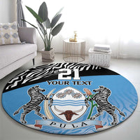 Botswana Cricket Custom Round Carpet Baggy Blues Zebra Skins Pattern - Wonder Print Shop