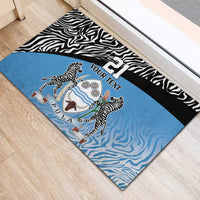 Botswana Cricket Custom Rubber Doormat Baggy Blues Zebra Skins Pattern - Wonder Print Shop