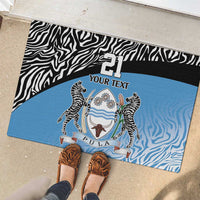 Botswana Cricket Custom Rubber Doormat Baggy Blues Zebra Skins Pattern - Wonder Print Shop