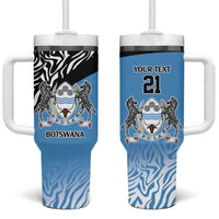 Botswana Cricket Custom Tumbler With Handle Baggy Blues Zebra Skins Pattern - Wonder Print Shop