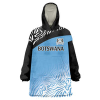 Botswana Cricket Custom Wearable Blanket Hoodie Baggy Blues Zebra Skins Pattern - Wonder Print Shop