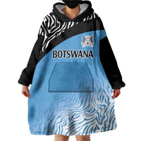 Botswana Cricket Custom Wearable Blanket Hoodie Baggy Blues Zebra Skins Pattern - Wonder Print Shop