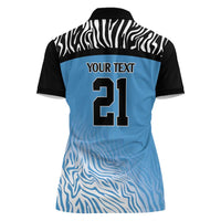 Botswana Cricket Custom Women Polo Shirt Baggy Blues Zebra Skins Pattern - Wonder Print Shop